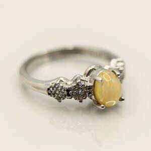 Natural Fire Opal 925 Sterling Silver Ring